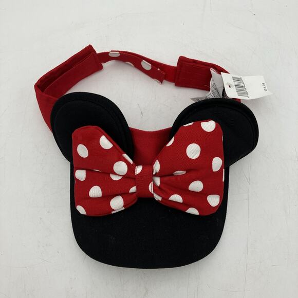 Disney Minnie Mouse Red & White Polkadots W/Black Ears, Adult Women's Visor NWT - Picture 2 of 10